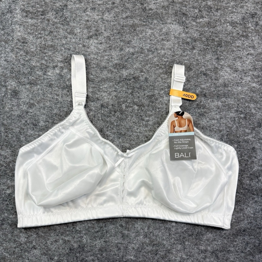 NEW Bali double support full figure wireless bra women's 40DD white cool comfort